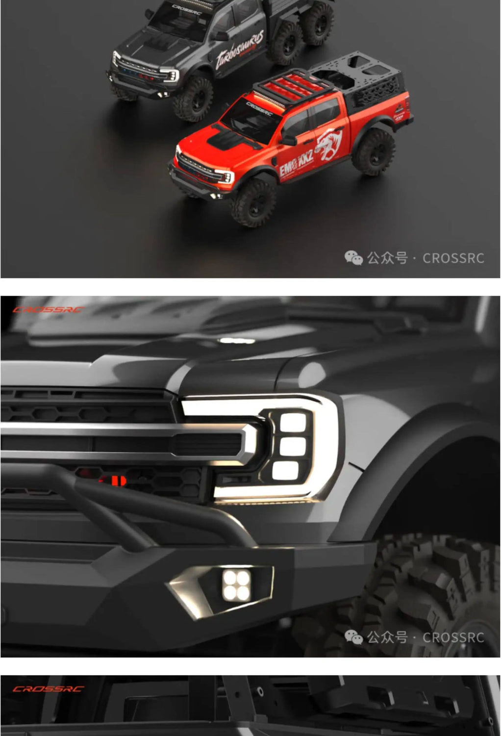 CROSSRC 1/5 Scale EMO XX2 XXL2 Tarbosaurus Remote Control Electric Off Road Climbing Pickup Truck All Terrain RC Hobby Vehicle