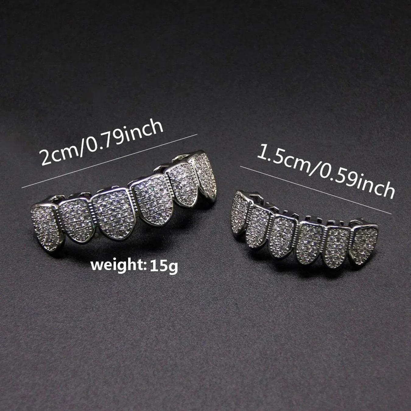 HipHop CZ Teeth Set For Unisex Top Bottom Mouth Gold Silver Color Teeth Tooth Cap Removable Dental Fashion Jewelry