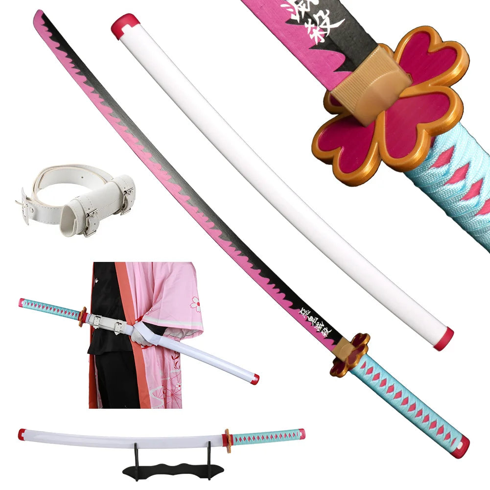41 inch Anime Cosplay Samurai Katana Sword With Belt And Holder Tanjiro Halloween Cosplay Props Decoration