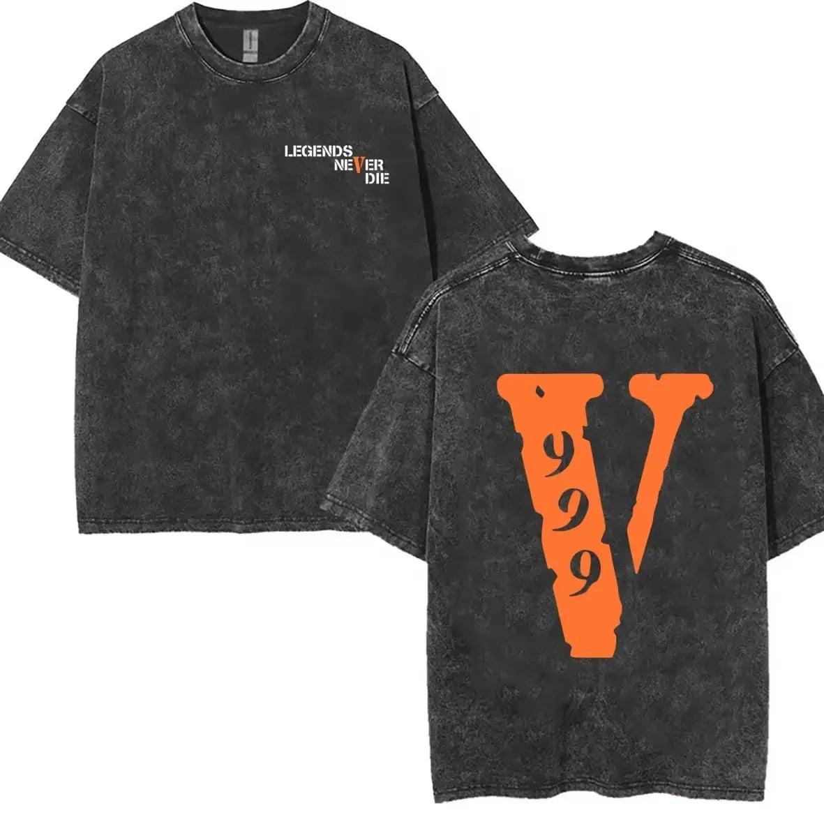 2025 American retro washed old heavy cotton solid color short-sleeved Tshirt summer loose top tide washed T-shirt VLONE Hip Hop