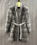Women's natural mink fur jacket with detachable bottom sleeves, three in one long luxury jacket