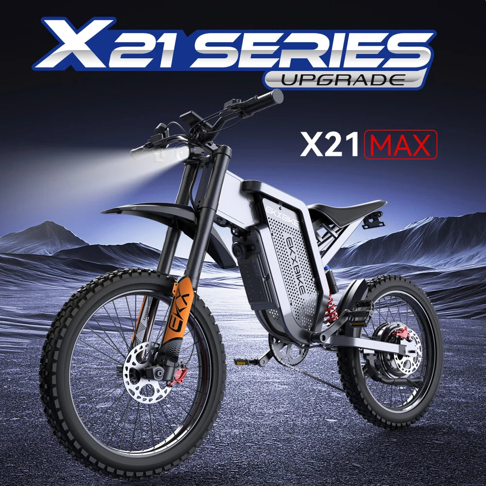 EKX X21 Max Electric Motorcycles 6000W Brushless Gearless Motors 60V30AH Lithium Battery Speed 85Kmh Adult Off Road MTB Ebike