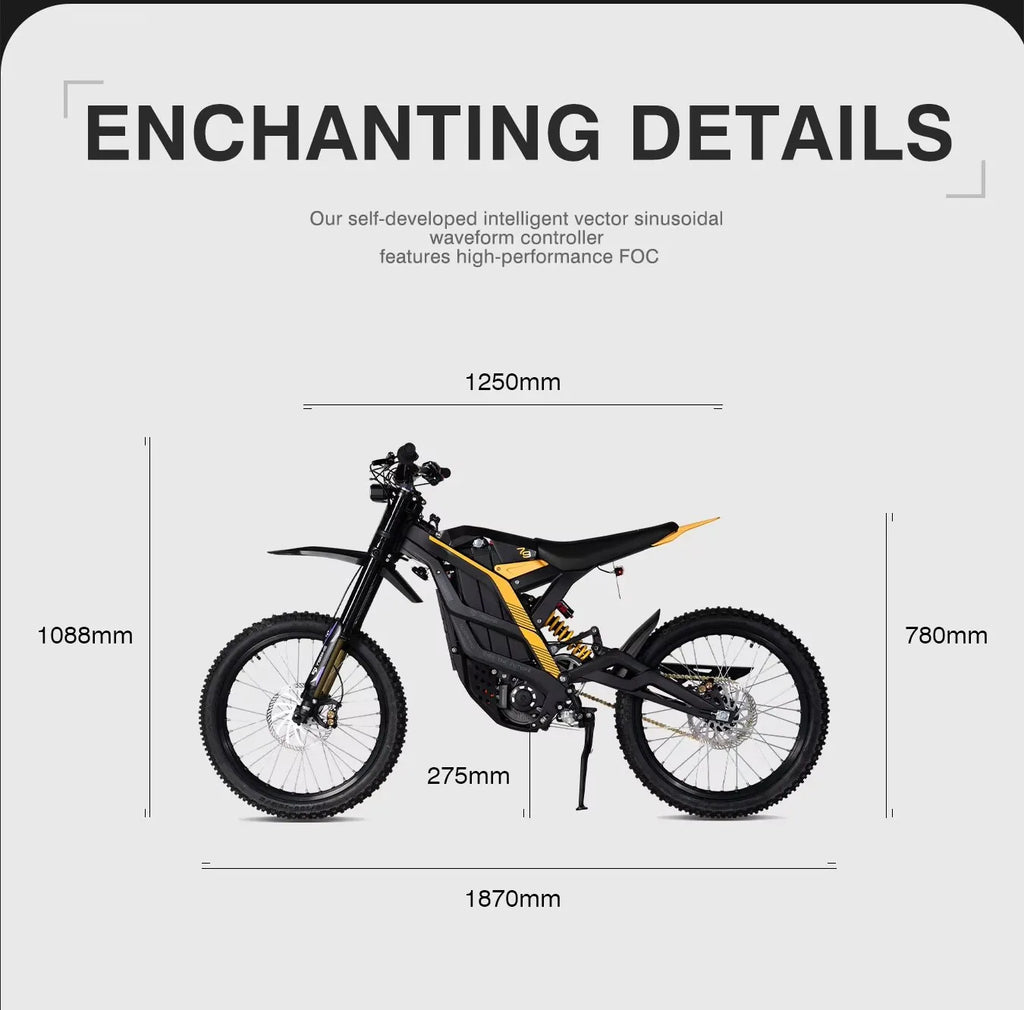 UTV&ATVPro for Adult Electric Dirt Bike 72V Motocross Mountain Hilly Road Racing Bike 85km/h Max Speed 120km Range Front/Rear