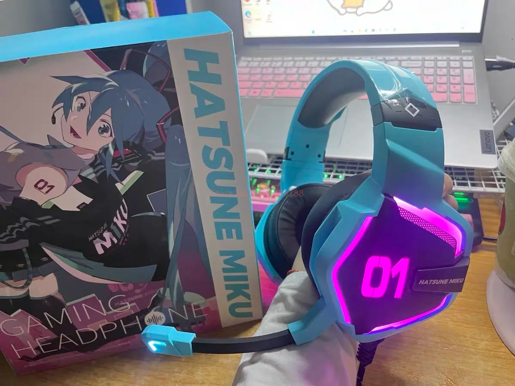 Hot Moeyu Hatsune Miku Esports Heart Series Anime Esports Headset Mechanic Surround Sound Wired Headset Christmas Gift Toy