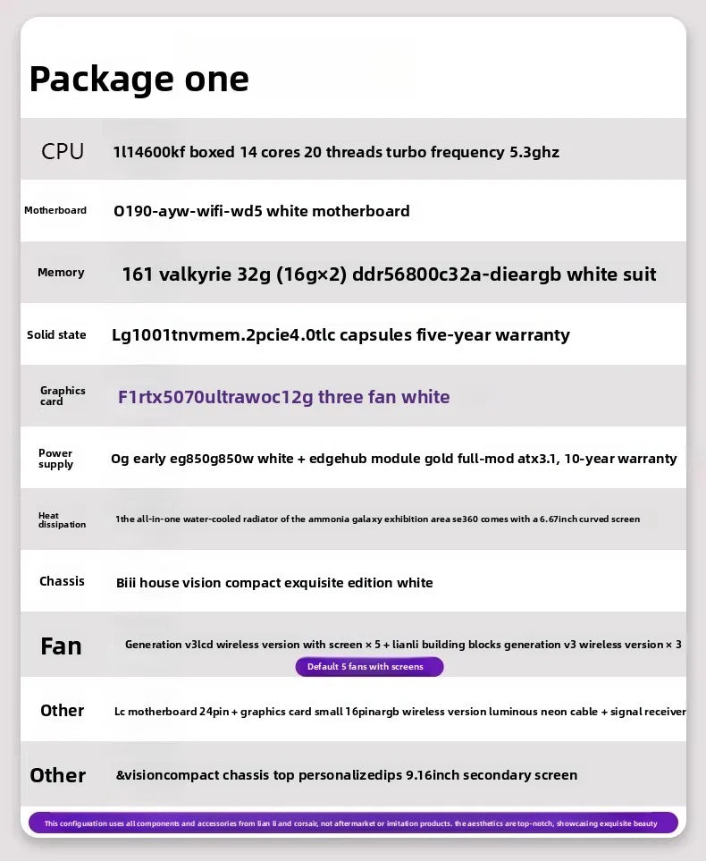 Pure white high-end sea view room computer host 9800X3D 5080 appearance desktop