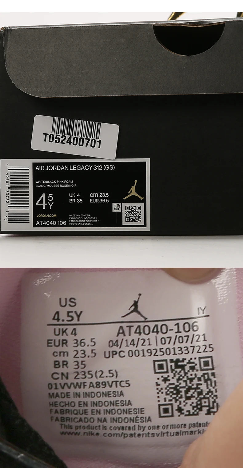 Nike genuine AIR JORDAN LEGACY 312 (GS) Women's Large Children's Basketball Shoes AT4040-106