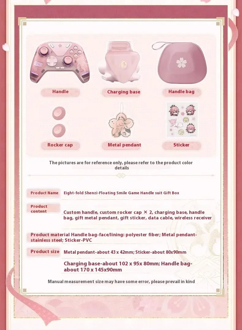 Genshin Impact Yae Miko Controller Handle Gamepads APEX4 Wireless Wired Pink Gaming Controller Handle For PC Gamer Girl Gift
