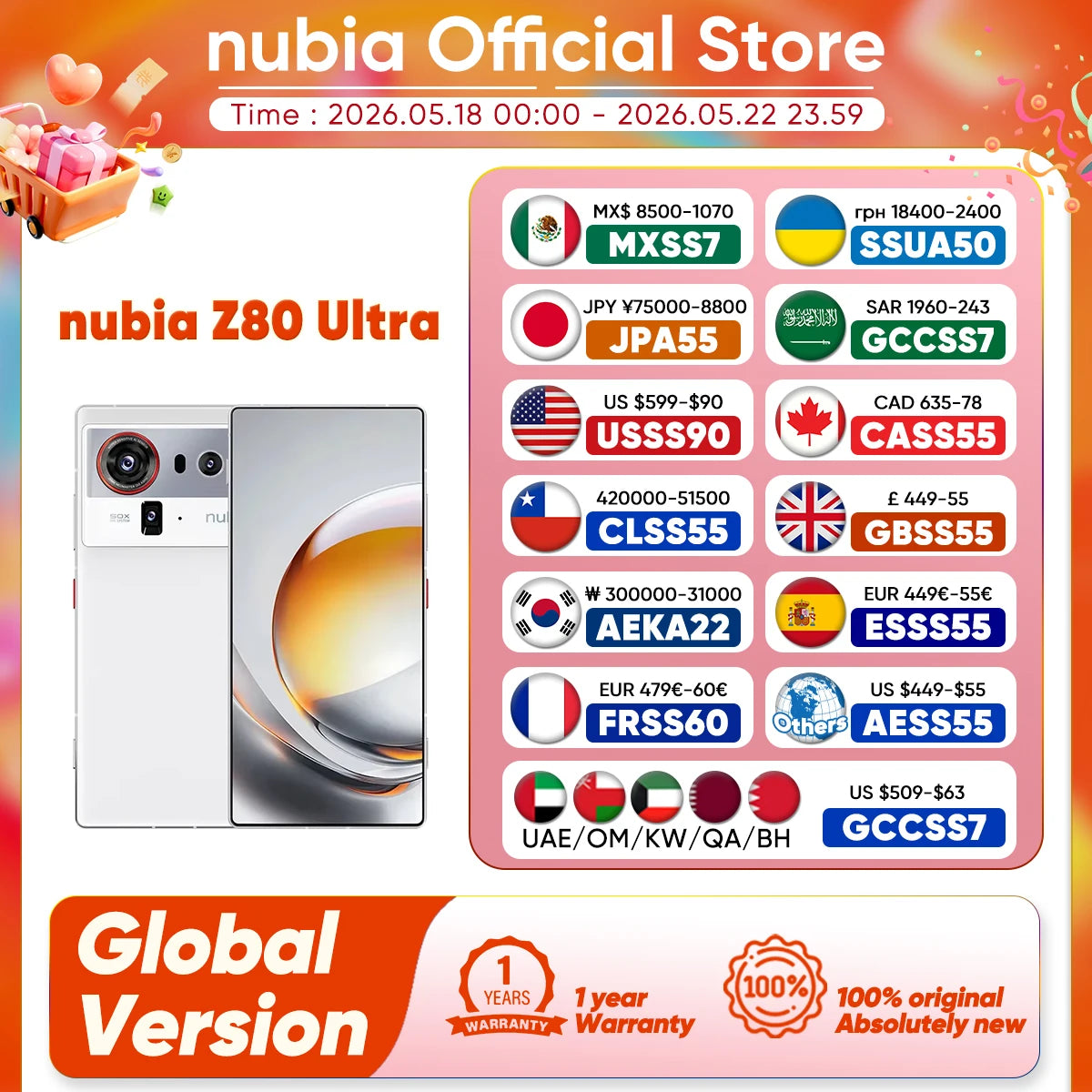 Official nubia Z80 Ultra 5G Smartphone Global Version Snapdragon 8 Elite Gen 5 7200mAh 6.85'' 144Hz Oled Display 90W Fast Charg