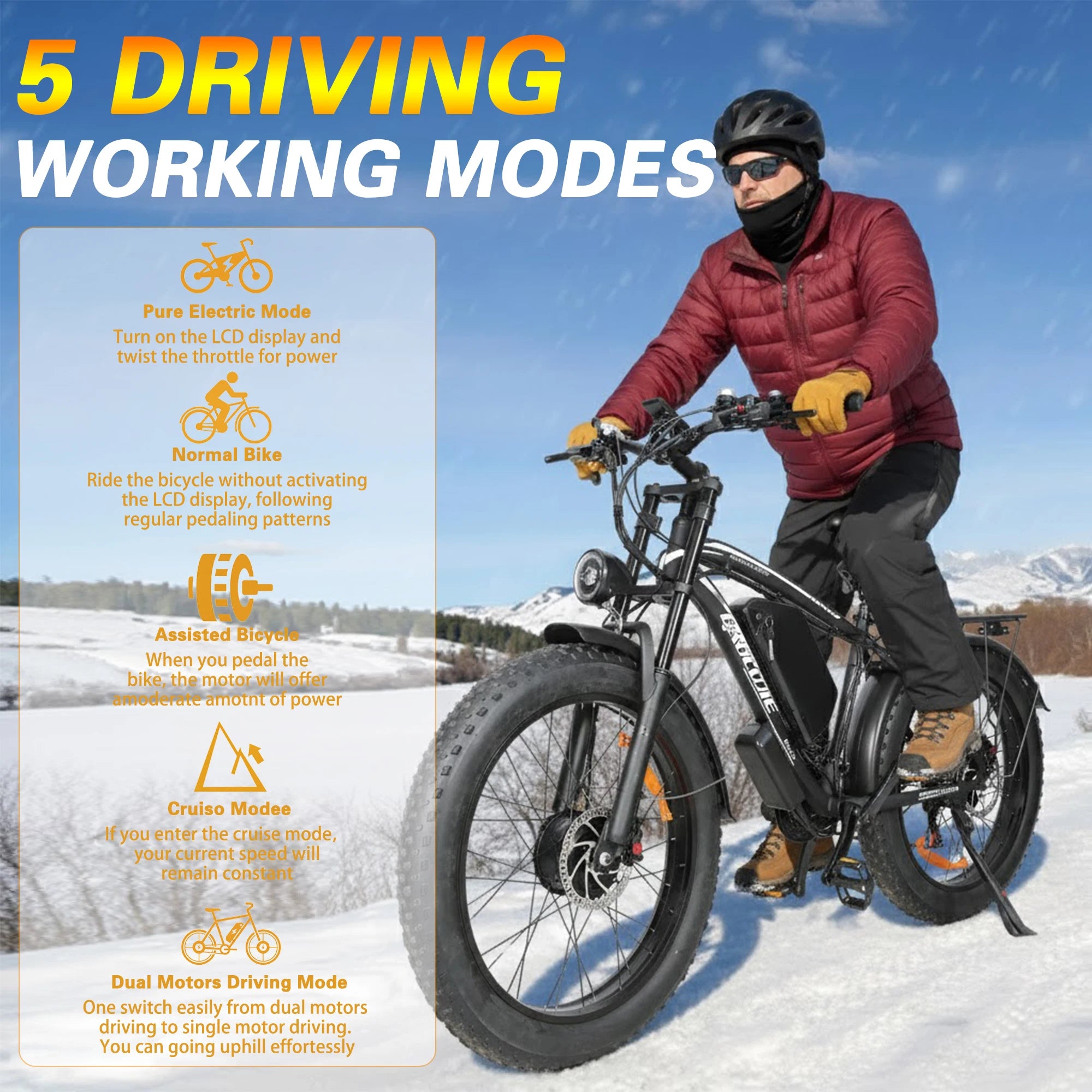 BAOLUJIE 2602 E-bike 3000W Motor 52V32AH Removable Lithium Battery Electric Bike Adult 7 Speed Electric Bicycle【1 Year Warranty】