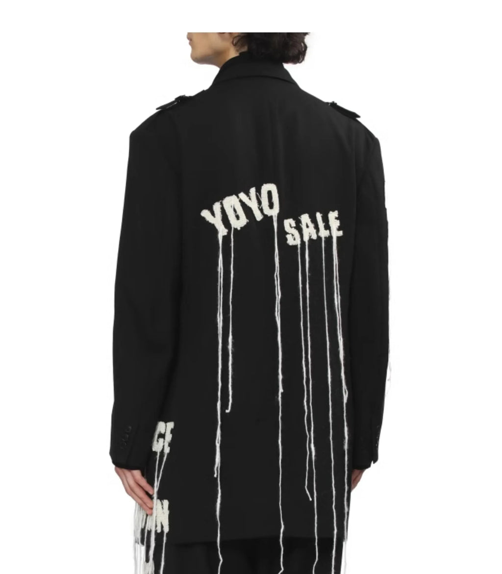 YOJI OOAK Japanese original patchwork letter tassel design sense suit jacket embroidered suit jacket for men