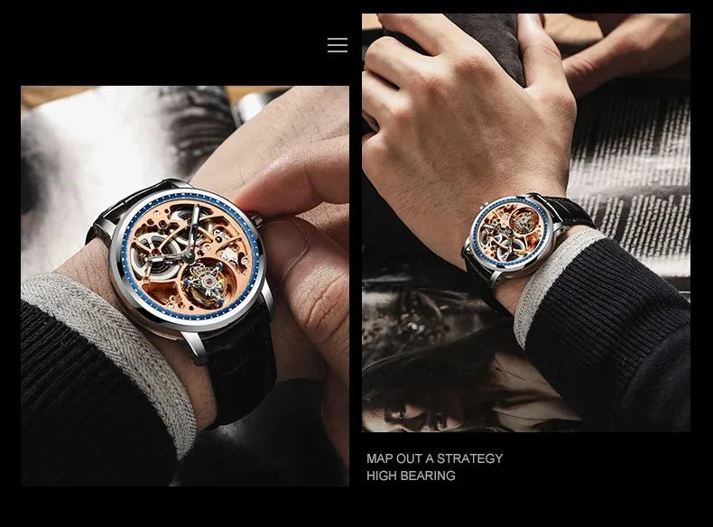 Haofa Skeleton Automatic Tourbillon Movement Men Watches 1931 Sapphire Tourbillon Mechanical Business Luxury Man Watch Hollow