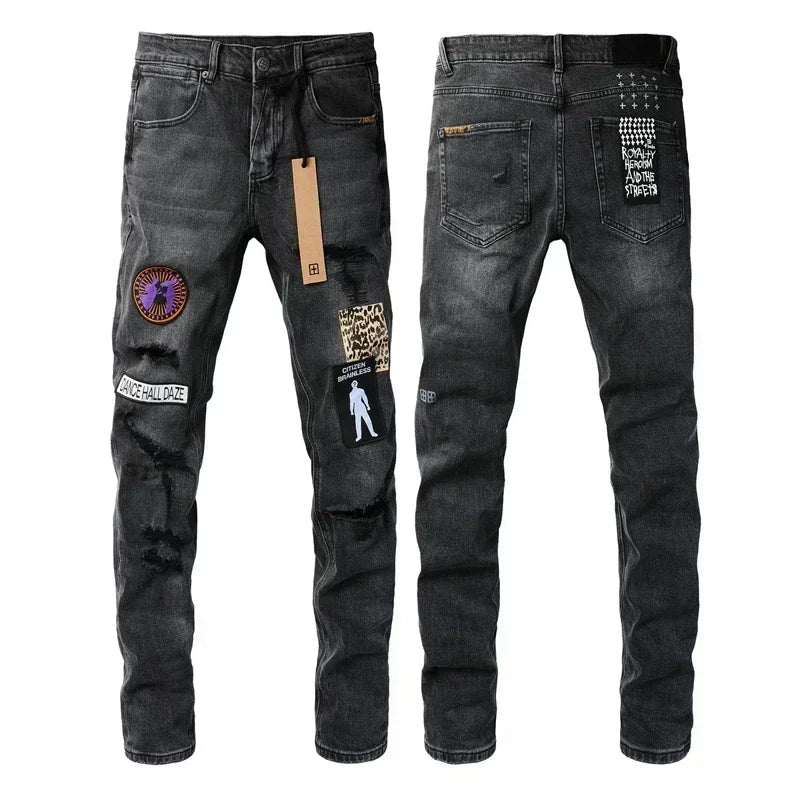 2025 KSUBI Men Personality Multi-style Low Rise Elastic Skinny Denim Pants American Style Ripped Trousers Jeans