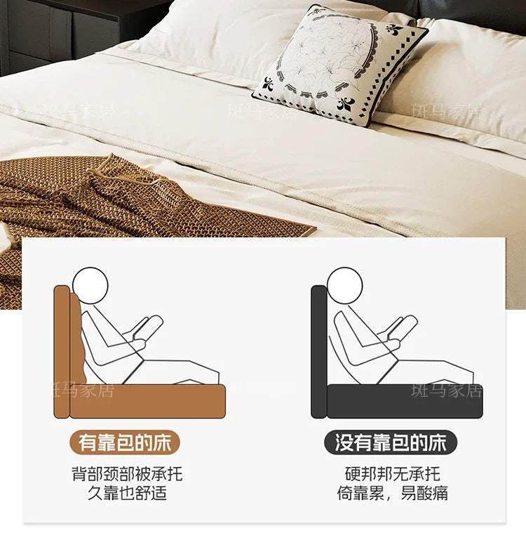 Tall Headboard Double Bed Frame Modern European Style Full Queen Size Bed Frame Bedroom Nightstands Cama De Casal Home Furniture