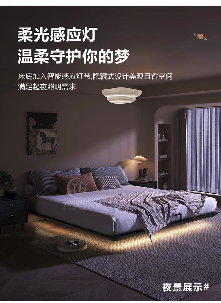 European Style Simple Bed Frame Double Storage Headboard Queen Bed Frame Full Size Nightstands Cama Moderno Lujo Home Furniture