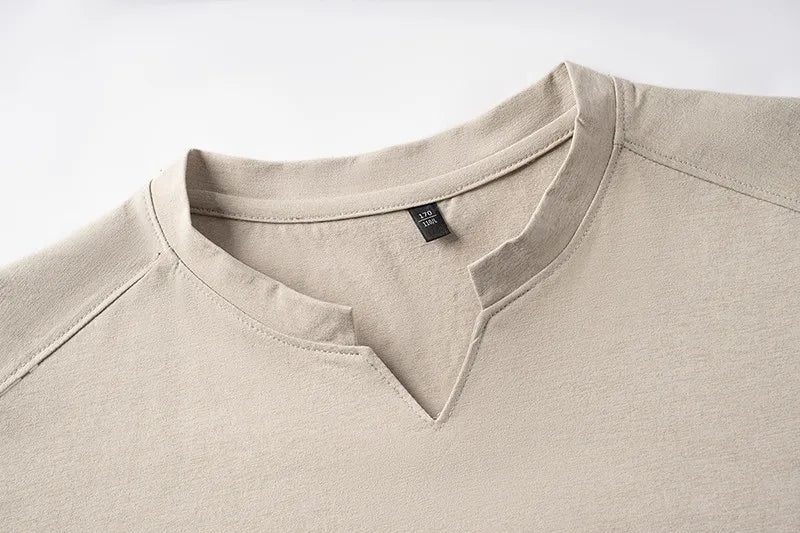 Korean Men's Short Sleeve V-Neck T-Shirt Solid Color Casual Fashion Comfortable Summer Versatile Solid Top