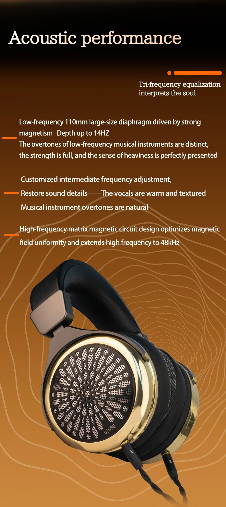 QIGOM Demon Saint 110MM Orthodynamic Planar HIFI Wired Headset Headphone with 3.5mm/4.4mm Replaceable OFC Liz Structural Cable