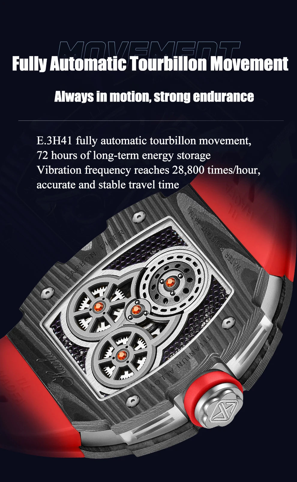 Haofa Carbon Fiber Tourbillon Mens Watch Double Spring Diver Automatic Mechanical Watches for Men Sapphire Luxury Business 1922