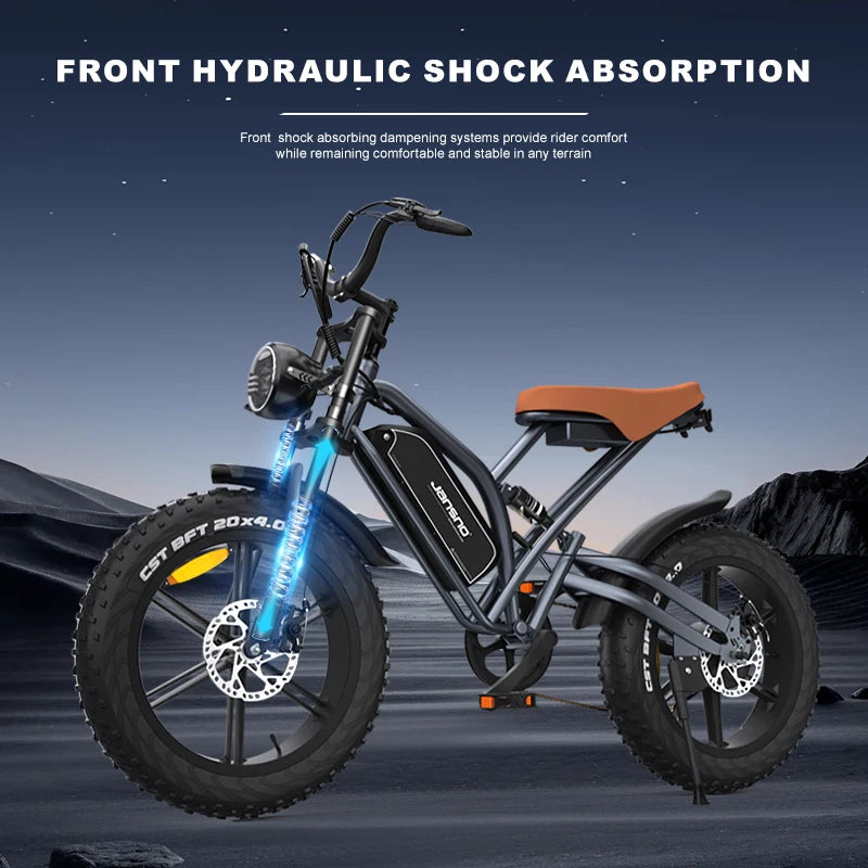 750W brushless DC adult electric bicycle, 48V 14Ah detachable battery 5-speed 20 "x 4.0mm thick tires suitable adult riding mult