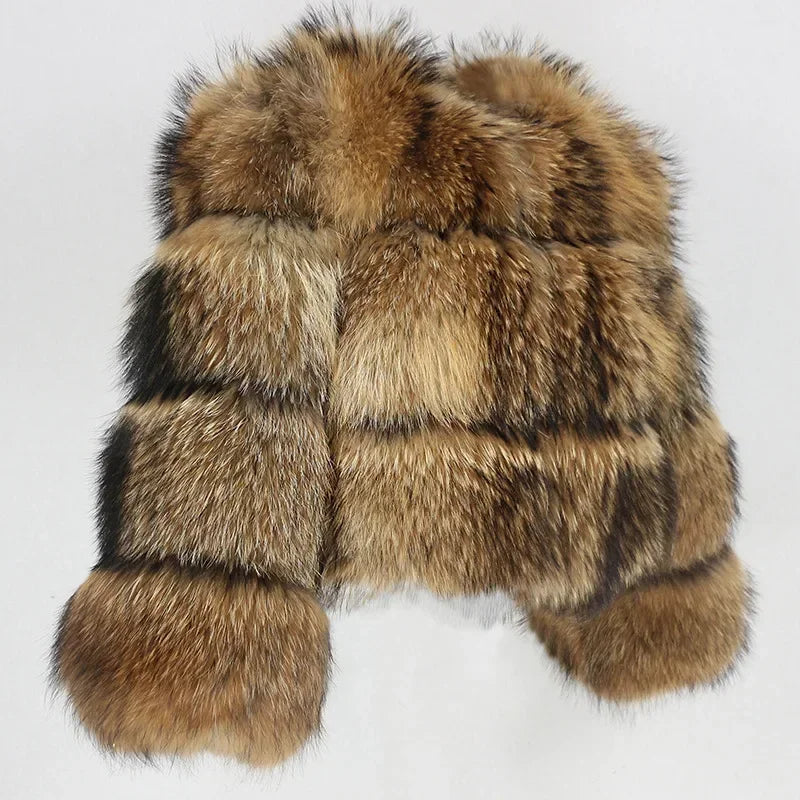 Punk Fake Raccoon Fur Jacket Women Autumn Winter Faux Fur Fox Coats Short Coat Jackets Furry Outerwear Work Thick Warm Coats