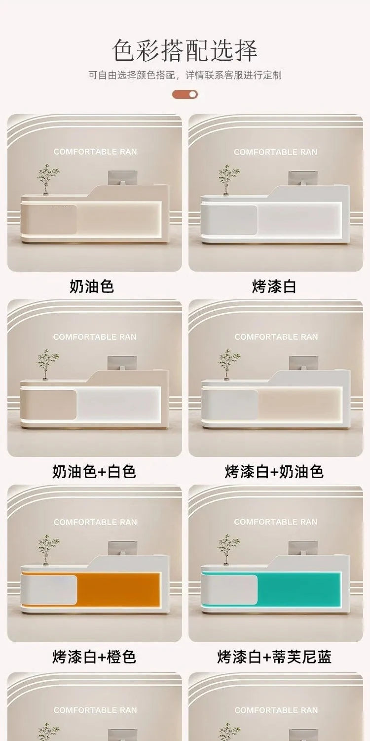 Nordic Cream Style Reception Desks French Clothing Store Beauty Salon Cashier Desk Training Institution Office Furniture FYRD