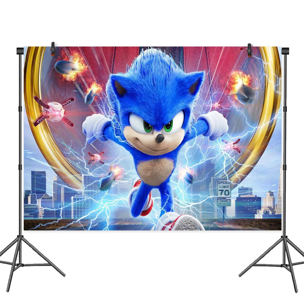 New Sonic Birthday Party Decoration Hedgehog Action Figure Party Paper Plate Knife Fork Paper Towel Cup Tablecloth Toy Kid Gifts