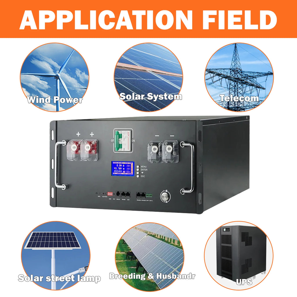 48V 100Ah 120Ah 200Ah 300Ah LiFePO4 Battery 16S Built-in BMS 51.2V Lithium Iron Phosphate Batteries for Household energy No TAX