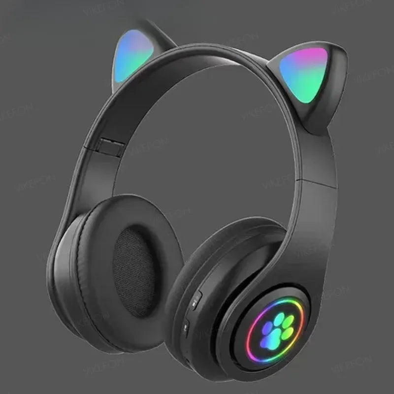 Cute Cat Wireless Headphones RGB Cute Cat Ears Headset With Microphone Noise Cancelling Kid Stereo Music Children's Gifts