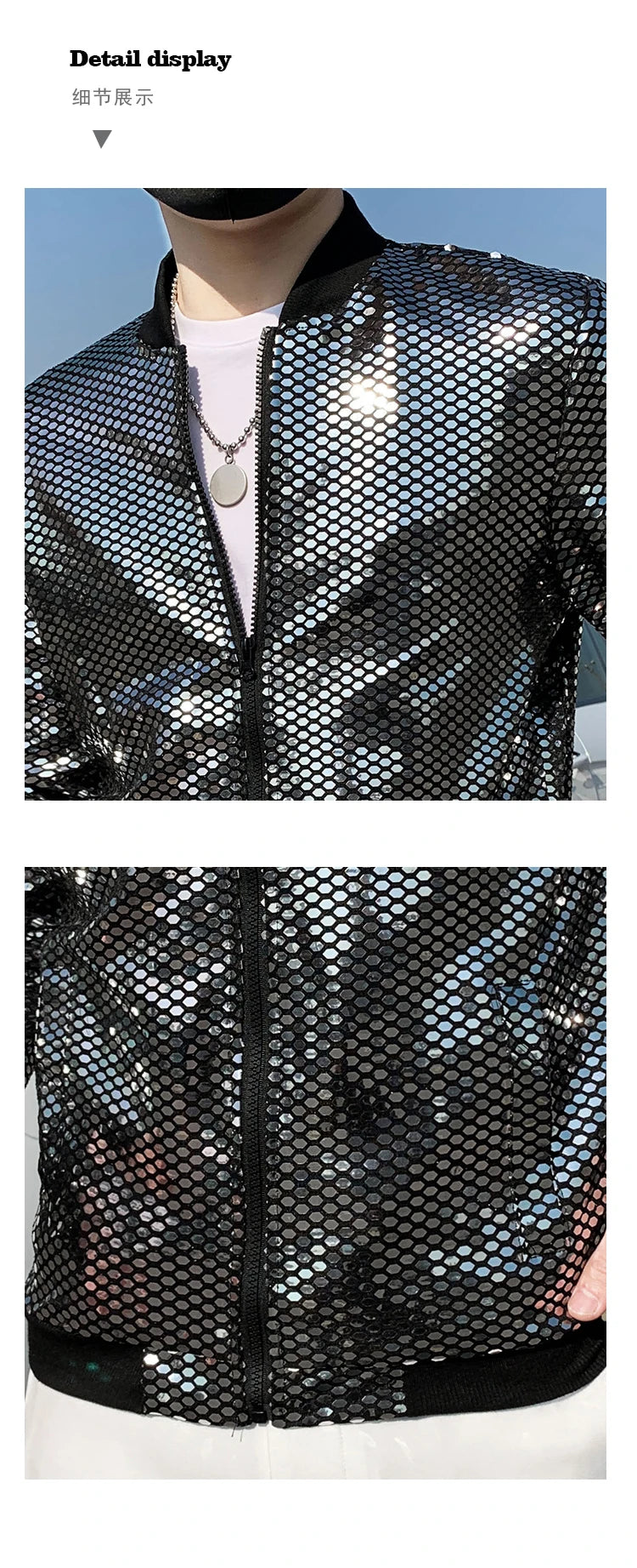 Jas Men's New Diamond Plaid Jackets Men Hip Hop Y2K Bombers Jacket Night Club Stage Streetwear Thin Coat Clothing Veste Homme
