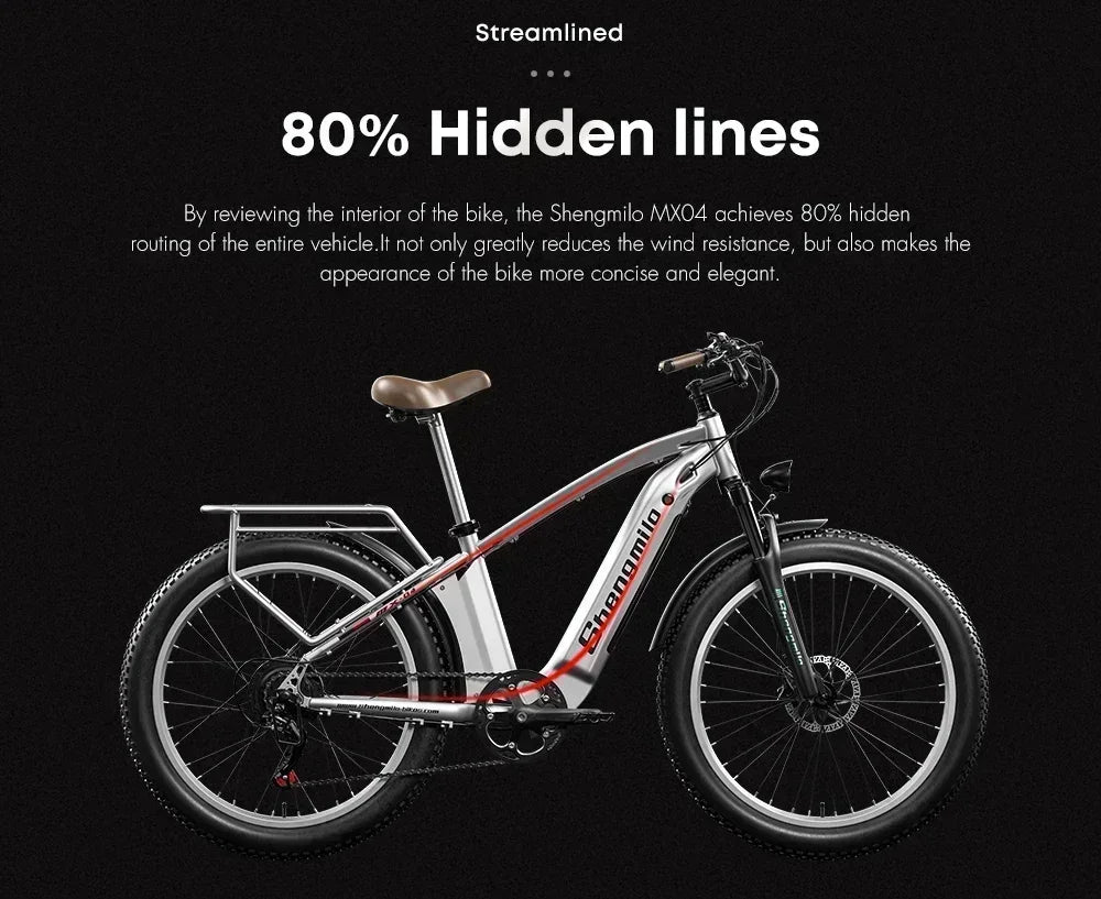 Electric bicycle Shengmilo MX04 1000W Motor 48V 15AH lithium battery Electric Bike 26inch Fat Tire Mountain Off-Road Snow E-bike