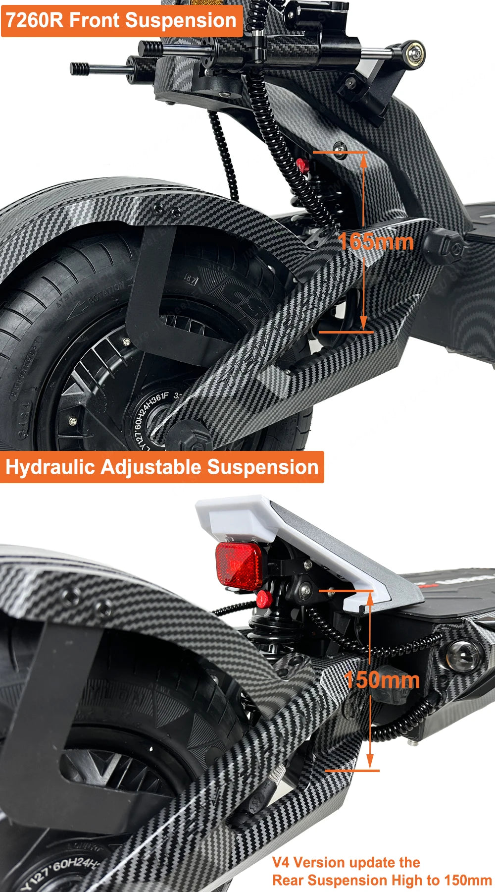 2026 Newest TEVERUN Fighter Supreme 7260R V4 72V 60Ah Battery 2*5000W Motor 13inch Tire Max Speed 110km/h Center Display