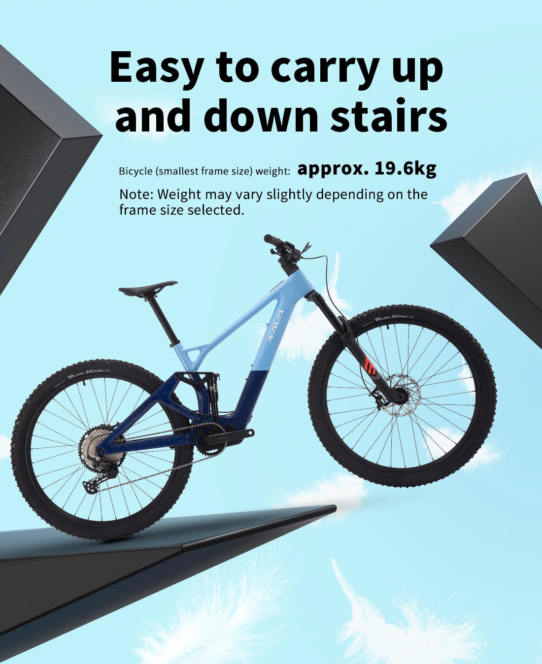 SAVA E-BIKE Mountain Bike 36V 10Ah Full-Suspension Carbon Fiber Mountain Bike 70km Range 12-Speed Electric-Assist Mountain Bike