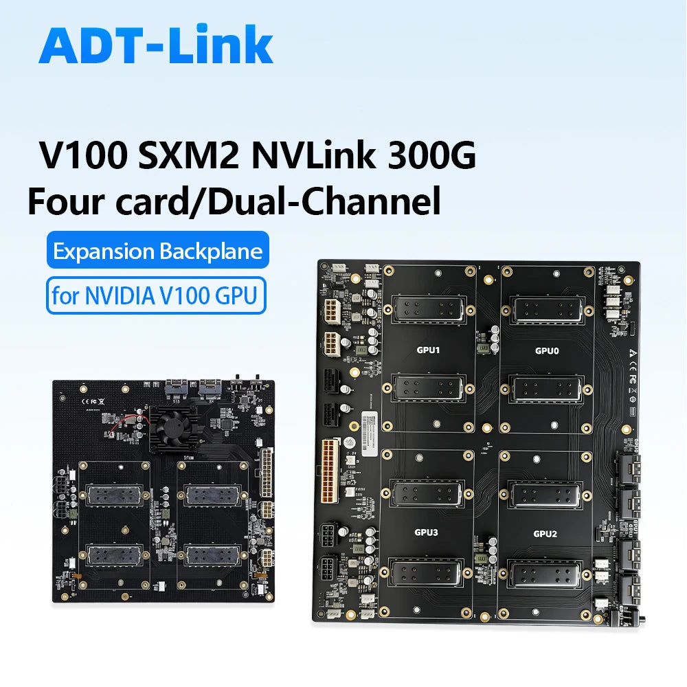 SXM2 for NVIDIA V100 GPU Adapter Board Card NVLink 300G 4-Port 4‑Way / Dual-Card Dual-Channel Pass-Through Expansion Backplane