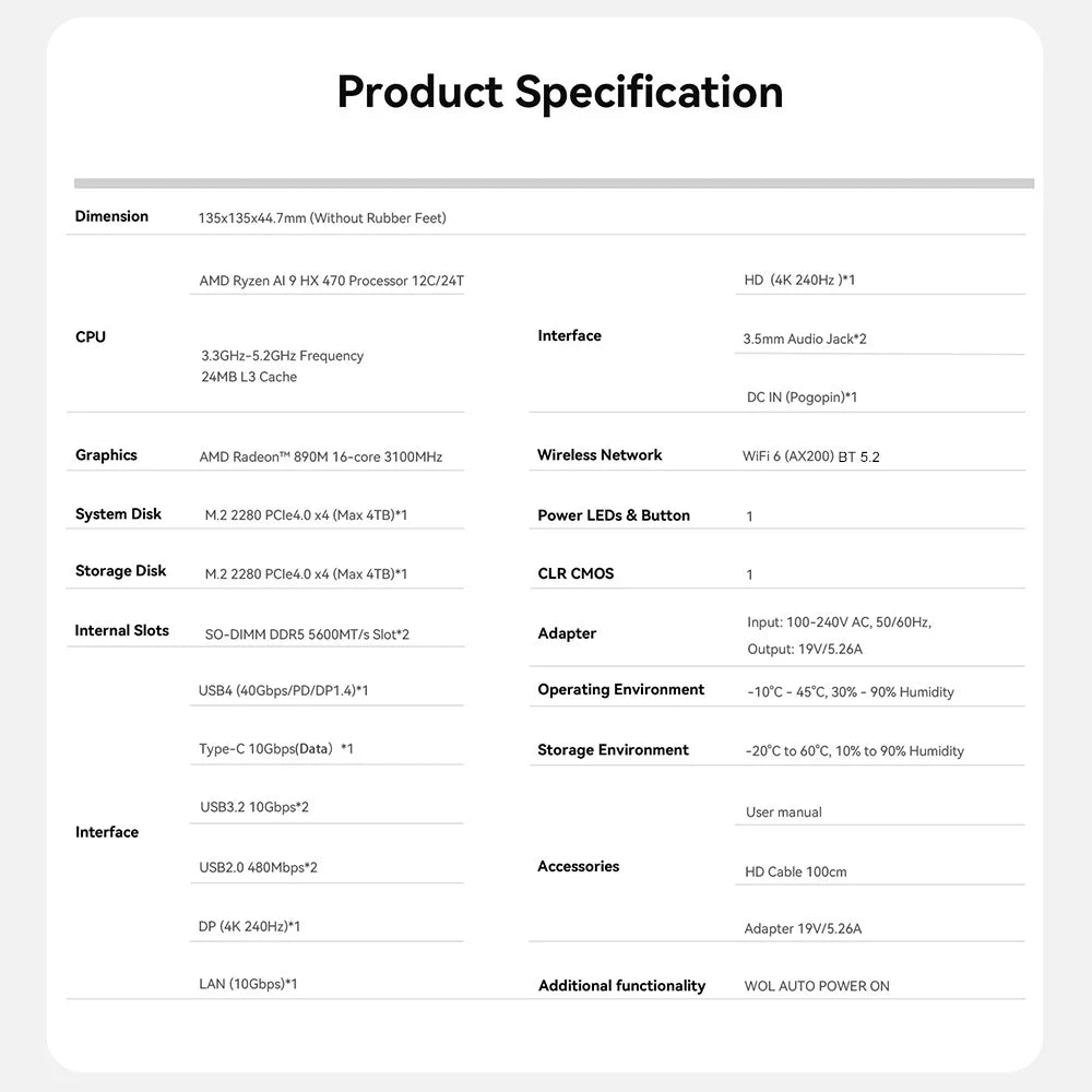Beelink SER9 Pro AMD Ryzen AI9 HX370 Powerful AI PC 32G DDR5 1T NVME SER10 Max HX470 H255 Gaming PC PCIe4.0 SSD Desktop Computer