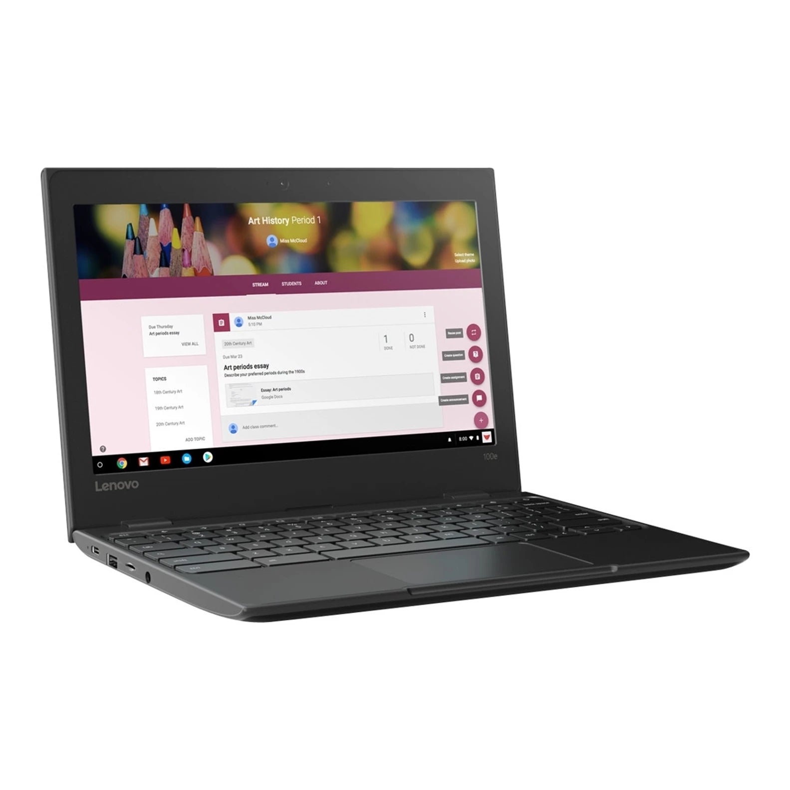 Lenovo Chromebook 100e 11.6" 4GB 16GB Intel Celeron N3350 X2 1.1GHz, Black  (Certified Refurbished)