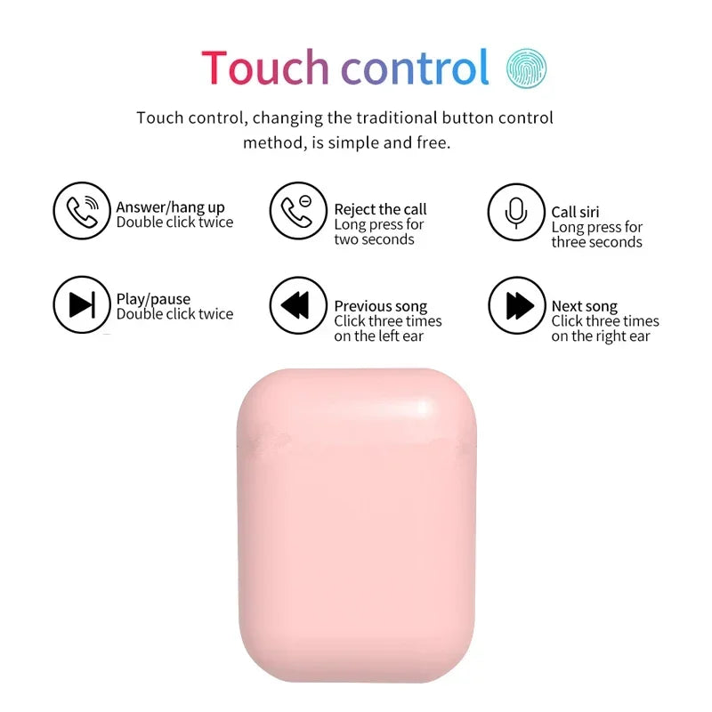 Disney's New TWS i12 Wireless Headphones Bluetooth Stitch 5.0 Headphones Matte Macaron Headphones with Microphone Handsfree