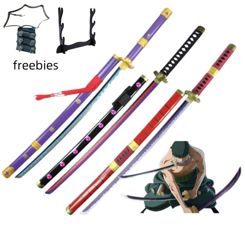 40incn Roronoa Zoro Katana Ninja Knife Sword Anime Cosplay Costume Zoro Real Size Japanese Katana Original Samurai Sabre Gift