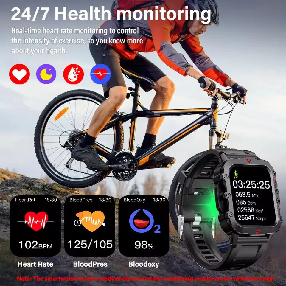 SmartWatch Men Militray Outdoor Sport GPS Fitness Tracker Heart Rate Smart Watch Waterproof New