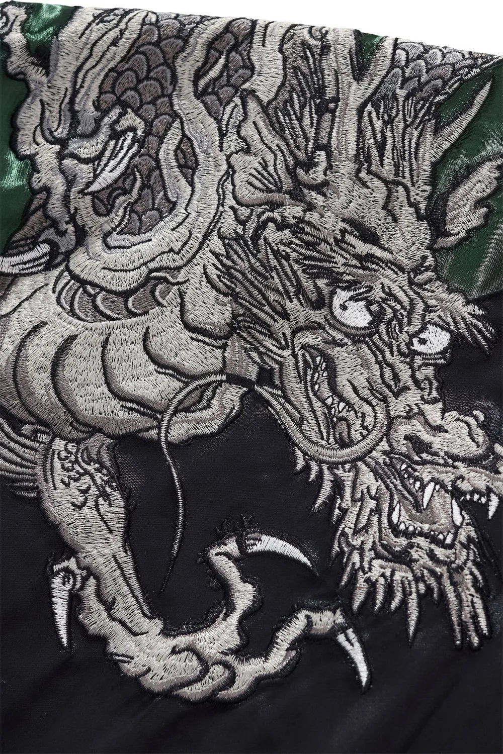 Harajuku Yokosuka Dragon Embroidered Jacket Autumn Street Hip Hop Men's Green Sleeve Japanese Coat