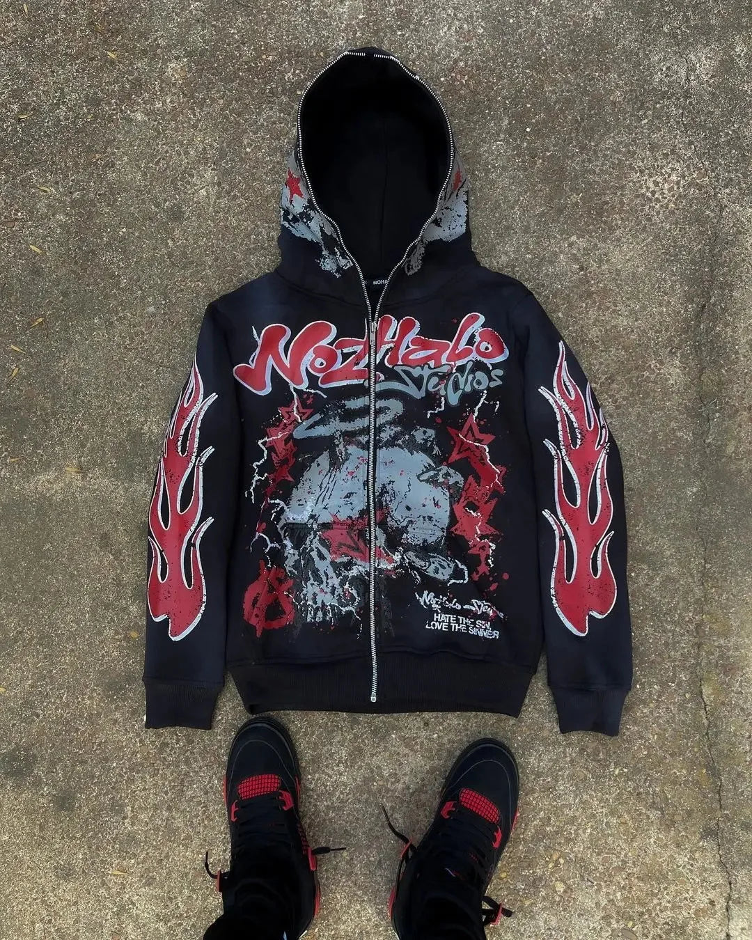 6XL Y2K Cartoon Graphic Hoodies For Man, Hiphop Anime Zipper Mans Hoodie, Woman Oversized Crop Tops