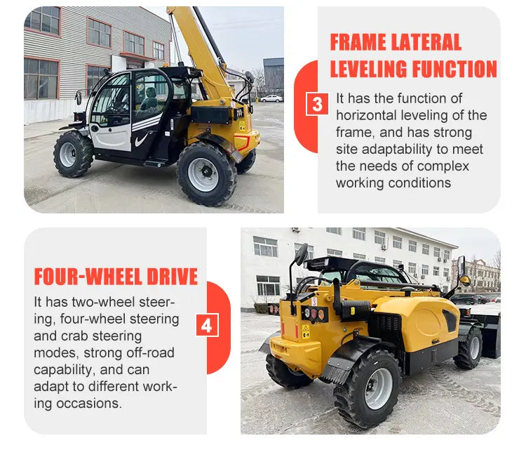 New Euro5 3.5 Ton Hydraulic Truck 4WD Diesel Telescopic Forklift Telehandler AC Cabin Rough Terrain Manipulador