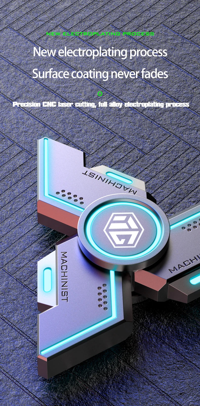 New Technology Smart Black Technology Fidget Spinner Metal Alloy Gyro Luminous Hand Stress Relief Toy Boy Adults Birtday Gifts
