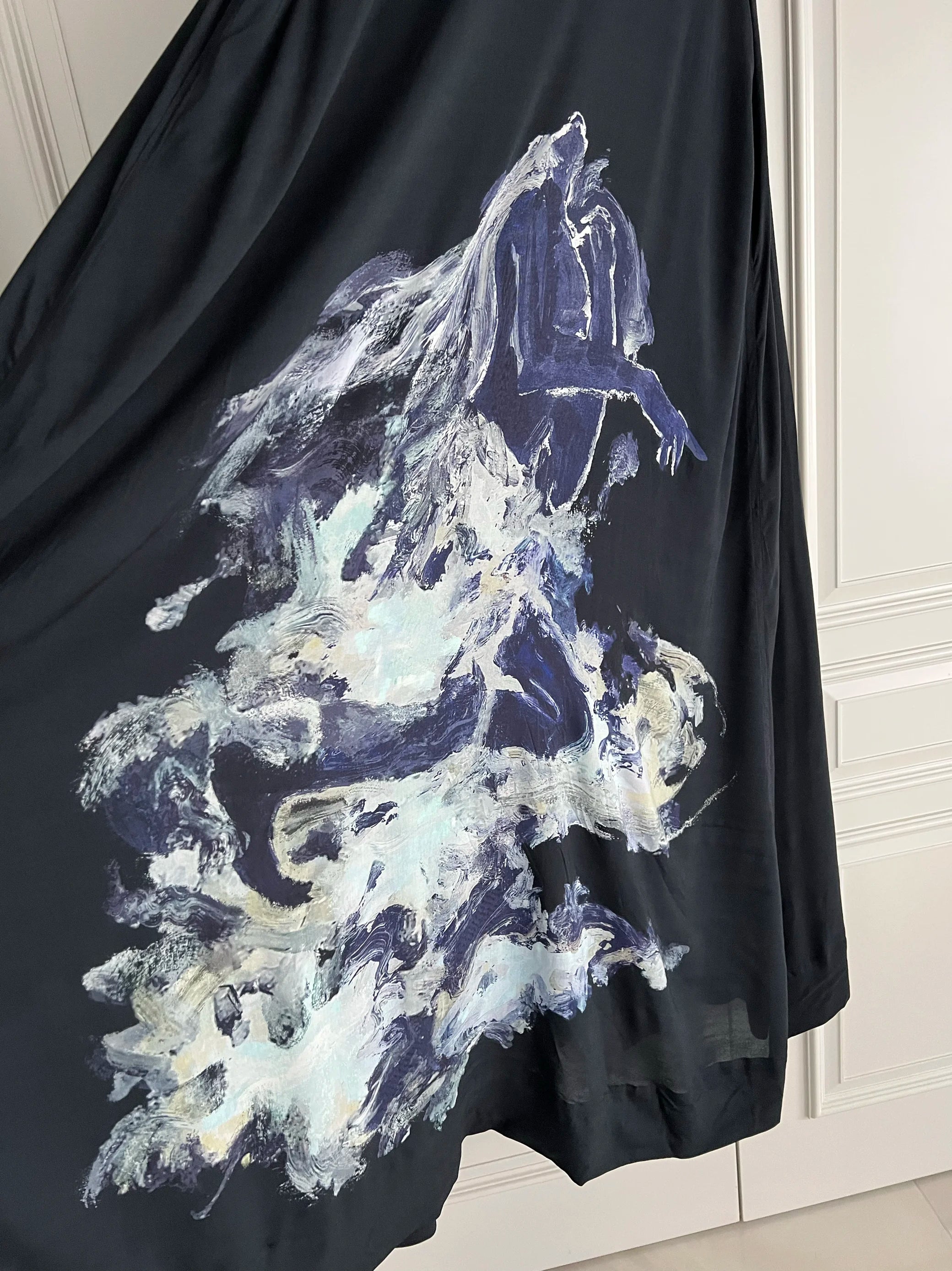 TOP-YAMAMOTO original design asymmetrical print design sense hooded cape-style trench coat loose and trendy