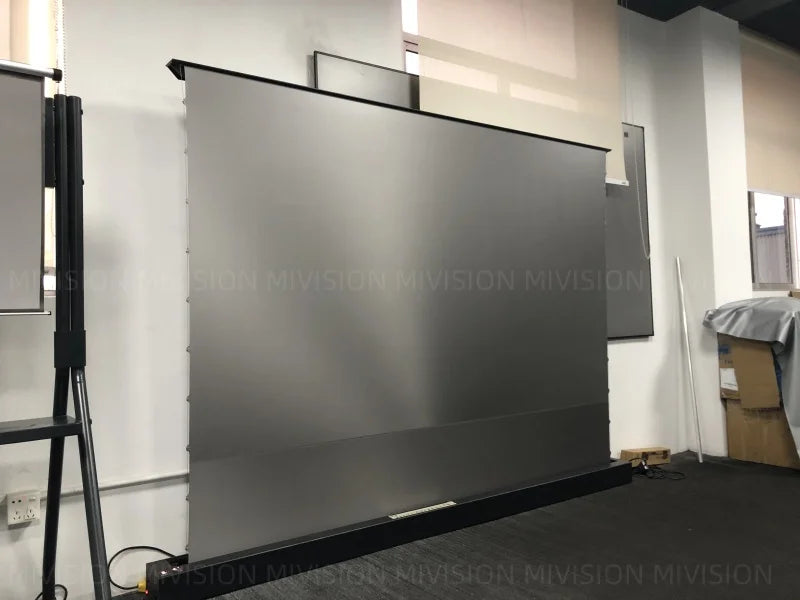 Motorized Fresnel ALR Floor Rising Projector Screen for Standard/Long Throw Projector, 8K Floor Stand Screen for Home Theater