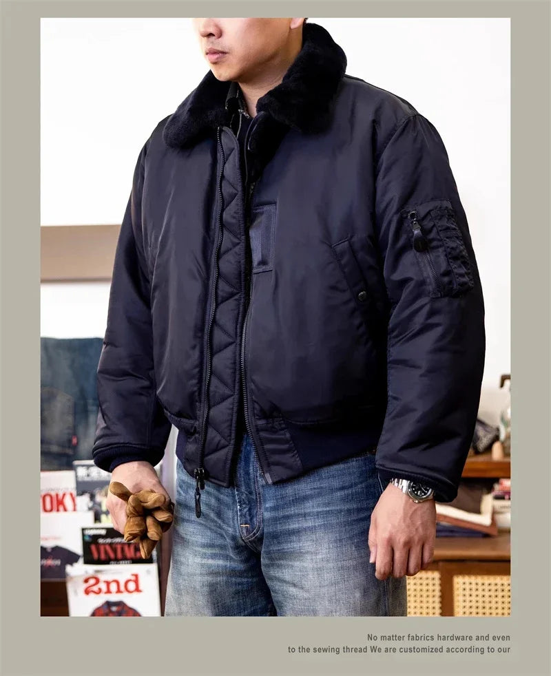 Flight Red Tornado B-15C Jacket Heavy Duty Wool Insulated Coat Winter Men Windbreaker With Fur Collar 2026ss design