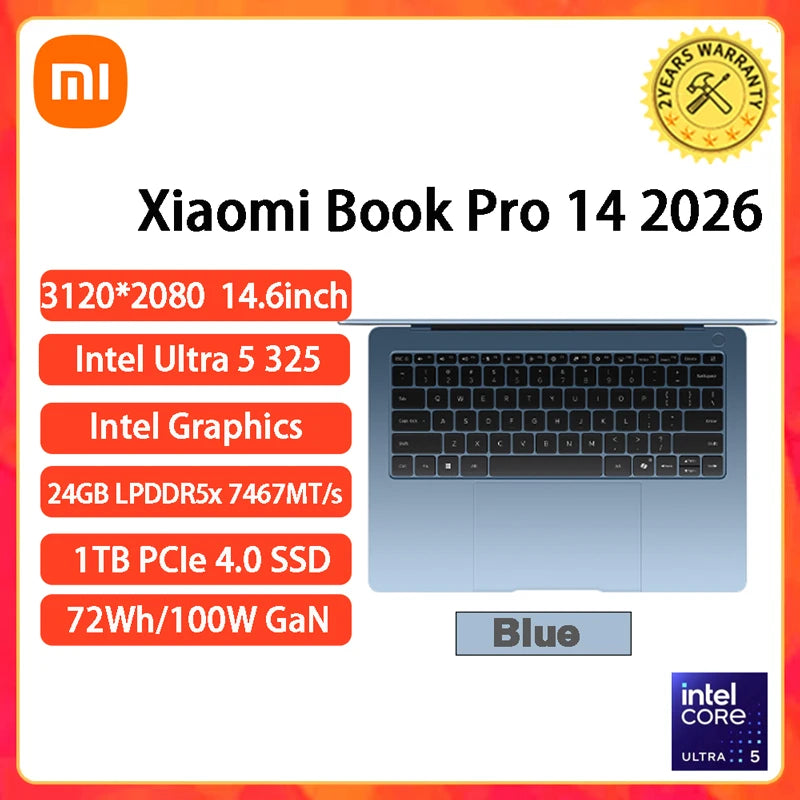 2026 Xiaomi RedmiBook Pro 14 Laptop Mi Notebook U5-325/U-338H/U7-358H 24GB/32GB 1TB