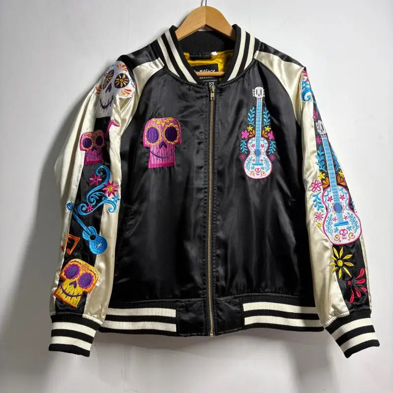 Premium Sukajan Hamahiga Full Embroidery Patchwork Jacket Outerwear Color Block Youth Trend Standard Fit Long Sleeve Zipper C...