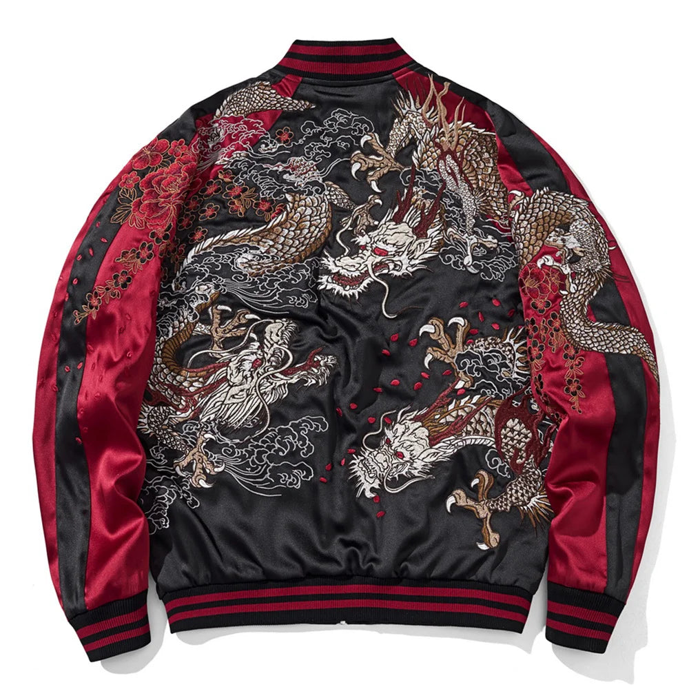 Versatile Japanese Yokosuka Jacket with Dragon Embroidery - Reversible, High-Quality Streetwear for Urban Fashion Enthusiasts