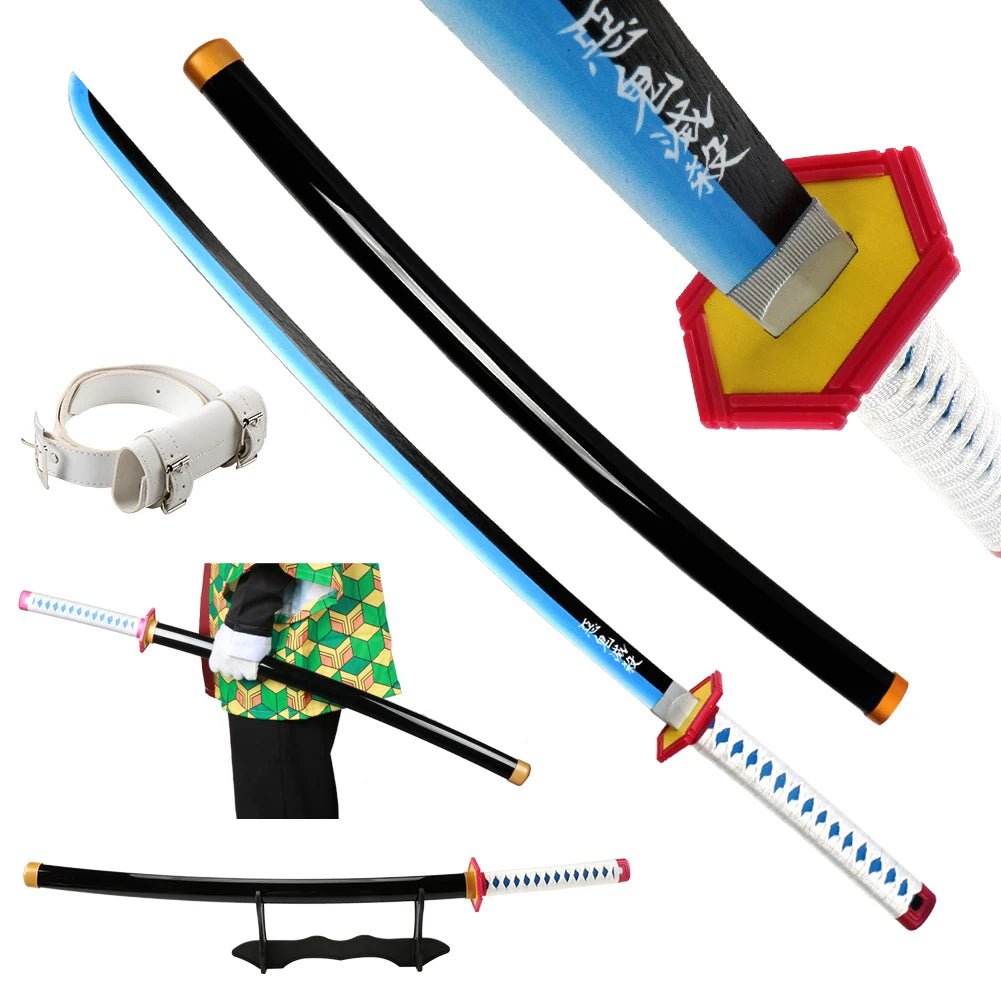 41 inch Anime Cosplay Samurai Katana Sword With Belt And Holder Tanjiro Halloween Cosplay Props Decoration