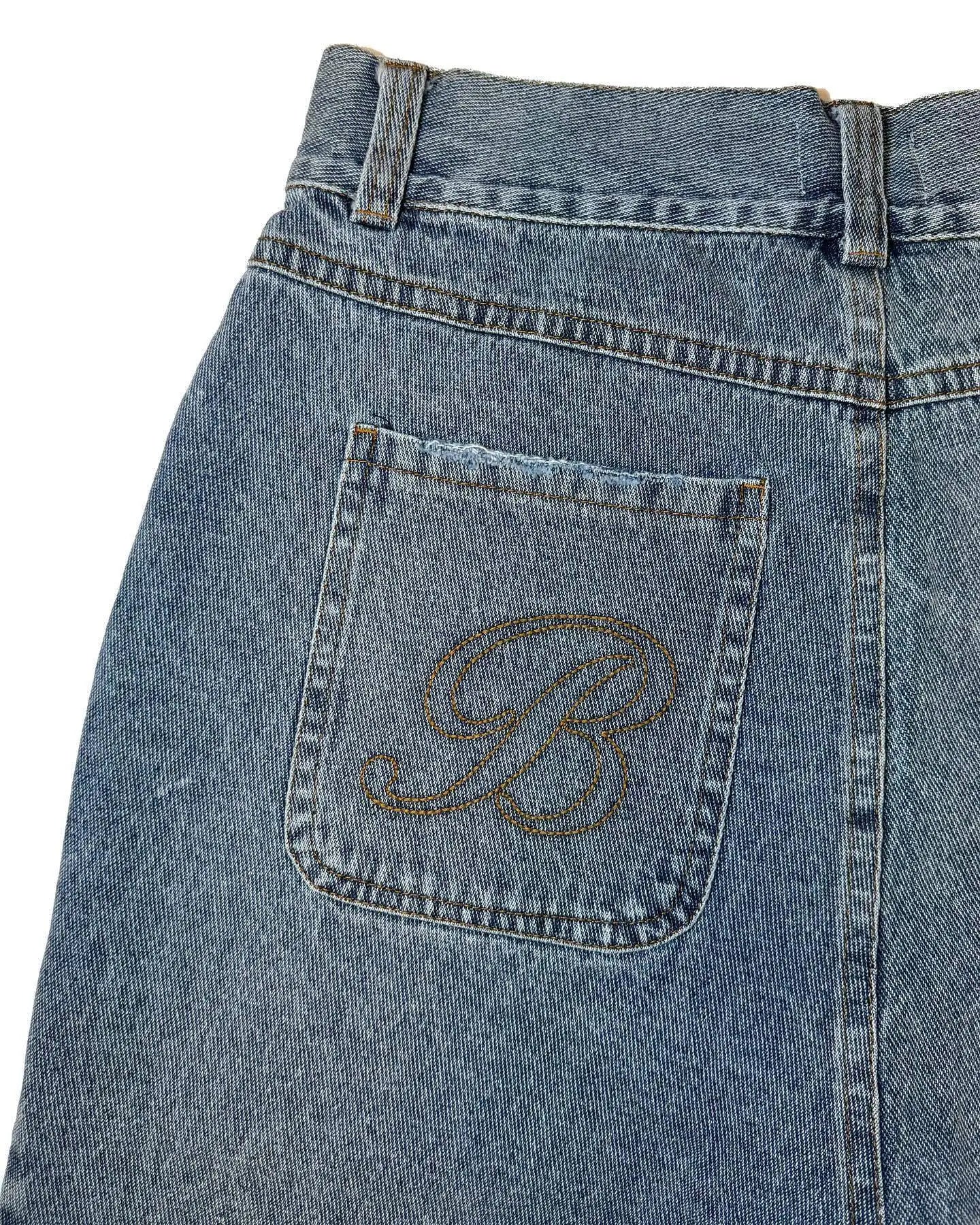 Bottega Desire Y2K New Cowboy Skateboard Shorts Cartoon Embroidery Men And Women Loose Jeans Wide-Leg Pants Hip-Hop Street Jeans