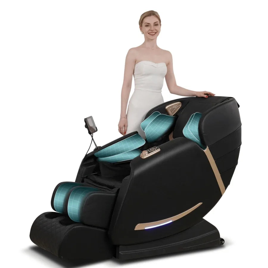 Full Body Massage Chair With Zero Gravity Recliner with two control panel: Smart large screen and Rotary switch spot kneading a